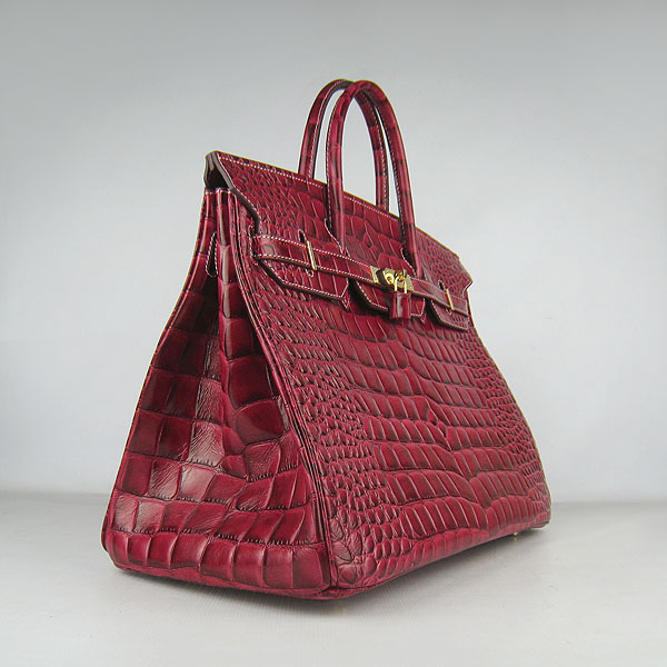 Replica Hermes Birkin 40CM Crocodile Veins Leather Bag Wine 6089 Online